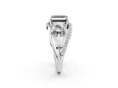 White gold Three-Stone Fancy Black Asscher Cut Cut Diamond Split Shank Prong Set Ring_14
