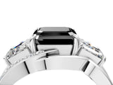 White gold Three-Stone Fancy Black Asscher Cut Cut Diamond Split Shank Prong Set Ring_16