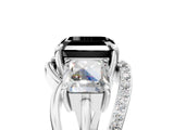 White gold Three-Stone Fancy Black Asscher Cut Cut Diamond Split Shank Prong Set Ring_17