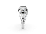 White gold Three-Stone Fancy Black Asscher Cut Cut Diamond Split Shank Prong Set Ring_2