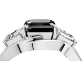 White gold Three-Stone Fancy Black Asscher Cut Cut Diamond Split Shank Prong Set Ring_4