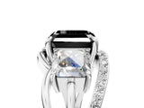 White gold Three-Stone Fancy Black Asscher Cut Cut Diamond Split Shank Prong Set Ring_5