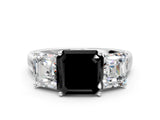White gold Three-Stone Fancy Black Asscher Cut Cut Solitaire Ring with Classic Prong Setting_12