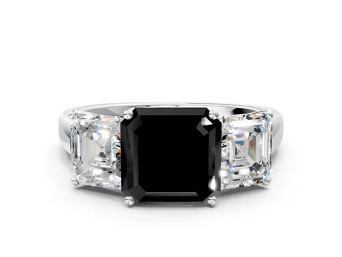 White gold Three-Stone Fancy Black Asscher Cut Cut Solitaire Ring with Classic Prong Setting_12