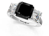 White gold Three-Stone Fancy Black Asscher Cut Cut Solitaire Ring with Classic Prong Setting_13