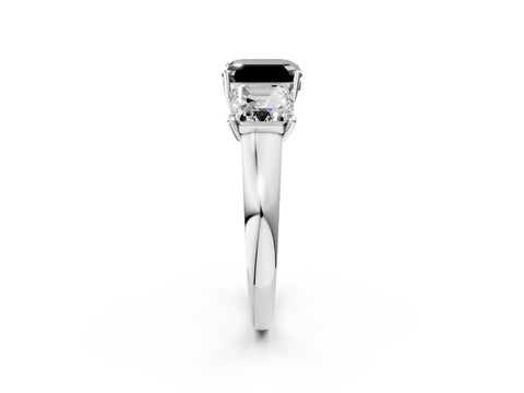 White gold Three-Stone Fancy Black Asscher Cut Cut Solitaire Ring with Classic Prong Setting_14