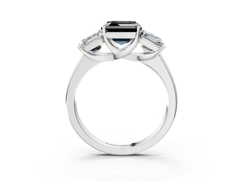 White gold Three-Stone Fancy Black Asscher Cut Cut Solitaire Ring with Classic Prong Setting_15