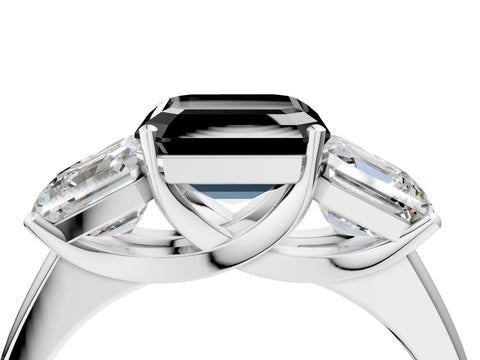White gold Three-Stone Fancy Black Asscher Cut Cut Solitaire Ring with Classic Prong Setting_16