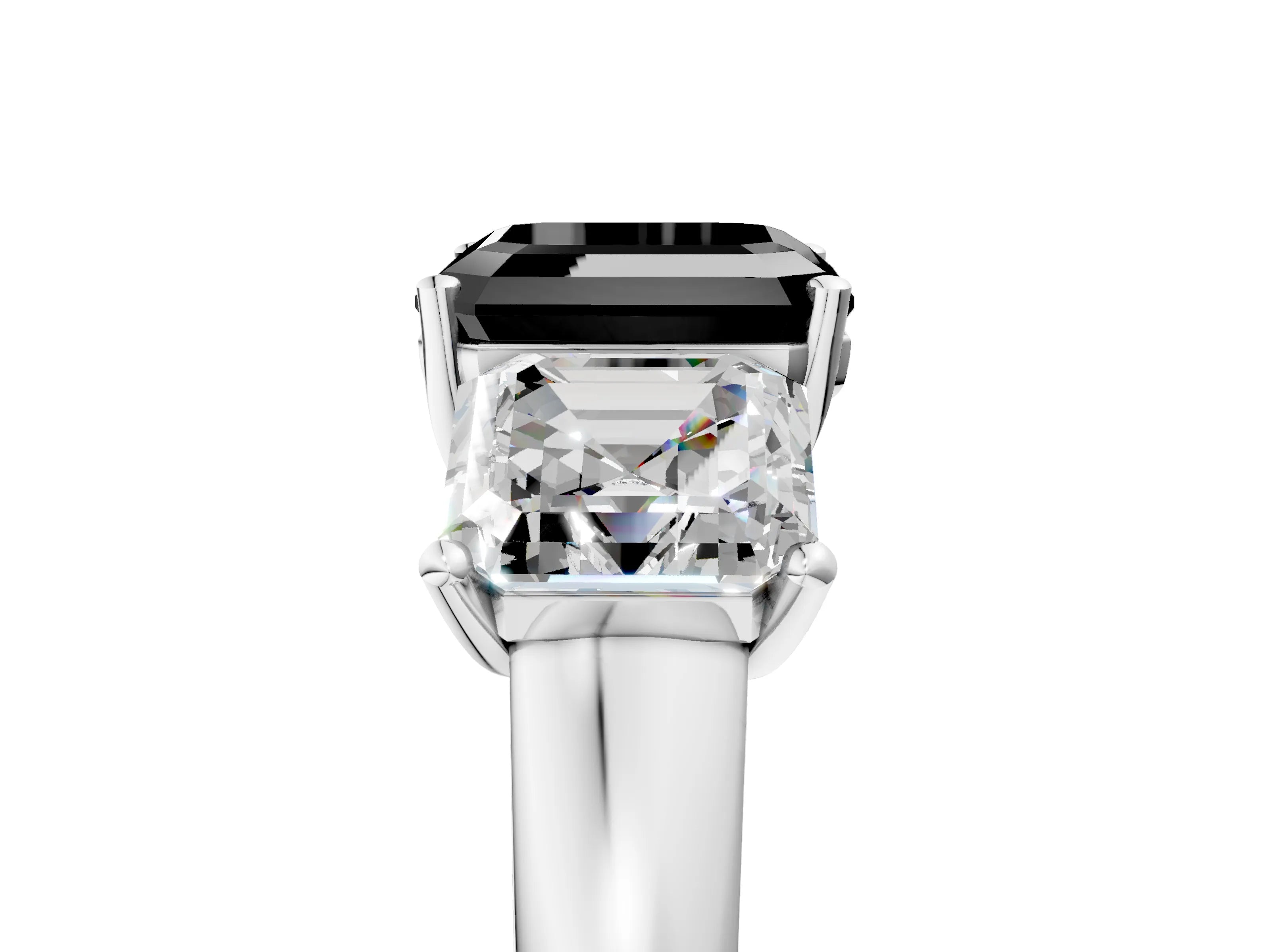 White gold Three-Stone Fancy Black Asscher Cut Cut Solitaire Ring with Classic Prong Setting_17
