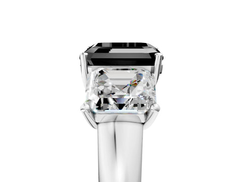 White gold Three-Stone Fancy Black Asscher Cut Cut Solitaire Ring with Classic Prong Setting_17