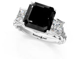 White gold Three-Stone Fancy Black Asscher Cut Diamond Braided Band Ring with Four-Prong Setting_13