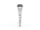 White gold Three-Stone Fancy Black Asscher Cut Diamond Braided Band Ring with Four-Prong Setting_14