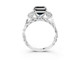 White gold Three-Stone Fancy Black Asscher Cut Diamond Braided Band Ring with Four-Prong Setting_15