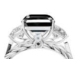 White gold Three-Stone Fancy Black Asscher Cut Diamond Braided Band Ring with Four-Prong Setting_16