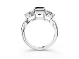White gold Three-Stone Fancy Black Asscher Cut Diamond Channel Set Engagement Ring with Prong Setting_3