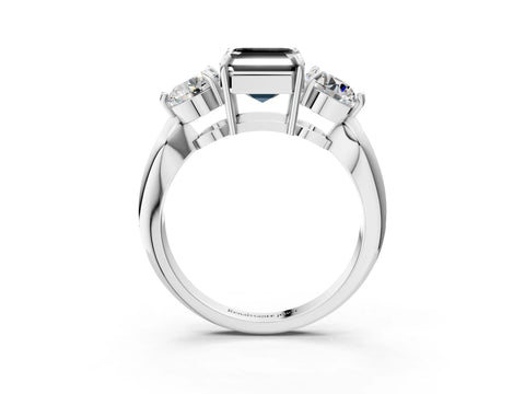White gold Three-Stone Fancy Black Asscher Cut Diamond Channel Set Engagement Ring with Prong Setting_3