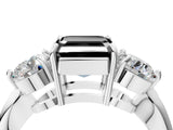 White gold Three-Stone Fancy Black Asscher Cut Diamond Channel Set Engagement Ring with Prong Setting_4