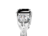 White gold Three-Stone Fancy Black Asscher Cut Diamond Channel Set Engagement Ring with Prong Setting_5
