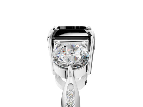 White gold Three-Stone Fancy Black Asscher Cut Diamond Channel Set Engagement Ring with Prong Setting_5