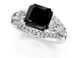 White gold Three-Stone Fancy Black Asscher Cut Diamond Engagement Ring with Pave Band and Prong Setting_13