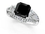 White gold Three-Stone Fancy Black Asscher Cut Diamond Engagement Ring with Pave Band and Prong Setting_13