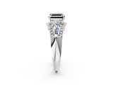 White gold Three-Stone Fancy Black Asscher Cut Diamond Engagement Ring with Pave Band and Prong Setting_14