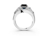 White gold Three-Stone Fancy Black Asscher Cut Diamond Engagement Ring with Pave Band and Prong Setting_15