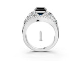 White gold Three-Stone Fancy Black Asscher Cut Diamond Engagement Ring with Pave Band and Prong Setting_15