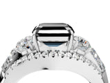 White gold Three-Stone Fancy Black Asscher Cut Diamond Engagement Ring with Pave Band and Prong Setting_16