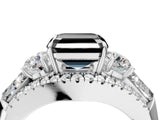 White gold Three-Stone Fancy Black Asscher Cut Diamond Engagement Ring with Pave Band and Prong Setting_16