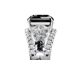 White gold Three-Stone Fancy Black Asscher Cut Diamond Engagement Ring with Pave Band and Prong Setting_17