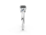 White gold Three-Stone Fancy Black Asscher Cut Diamond Engagement Ring with Prong Setting_17
