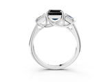 White gold Three-Stone Fancy Black Asscher Cut Diamond Engagement Ring with Prong Setting_18