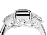 White gold Three-Stone Fancy Black Asscher Cut Diamond Engagement Ring with Prong Setting_19
