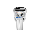 White gold Three-Stone Fancy Black Asscher Cut Diamond Engagement Ring with Prong Setting_20