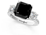 White gold Three-Stone Fancy Black Asscher Cut Diamond Pavé Band with Four-Prong Setting_1