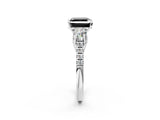 White gold Three-Stone Fancy Black Asscher Cut Diamond Pavé Band with Four-Prong Setting_2