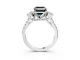 White gold Three-Stone Fancy Black Asscher Cut Diamond Pavé Band with Four-Prong Setting_3