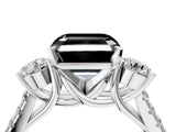 White gold Three-Stone Fancy Black Asscher Cut Diamond Pavé Band with Four-Prong Setting_4