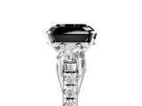 White gold Three-Stone Fancy Black Asscher Cut Diamond Pavé Band with Four-Prong Setting_5