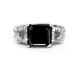 White gold Three-Stone Fancy Black Asscher Cut Diamond Ring with Pavé Band and Prong Setting_60