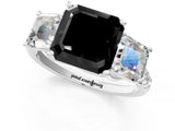 White gold Three-Stone Fancy Black Asscher Cut Diamond Ring with Pavé Band and Prong Setting_67