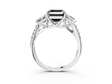 White gold Three-Stone Fancy Black Asscher Cut Diamond Ring with Pavé Band and Prong Setting_69
