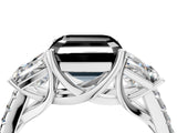 White gold Three-Stone Fancy Black Asscher Cut Diamond Ring with Pavé Band and Prong Setting_70