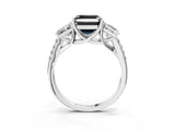 White gold Three-Stone Fancy Black Asscher Cut Diamond Ring with Pavé Band and Prong Setting_87