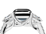 White gold Three-Stone Fancy Black Asscher Cut Diamond Ring with Pavé Band and Prong Setting_88
