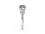 White gold Three-Stone Fancy Black Asscher Cut Diamond Ring with Round  Pavé Band and Prong Setting_14