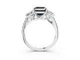White gold Three-Stone Fancy Black Asscher Cut Diamond Ring with Round  Pavé Band and Prong Setting_15