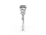 White gold Three-Stone Fancy Black Asscher Cut Diamond Ring with Round  Pavé Band and Prong Setting_50