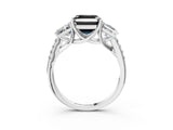 White gold Three-Stone Fancy Black Asscher Cut Diamond Ring with Round  Pavé Band and Prong Setting_51